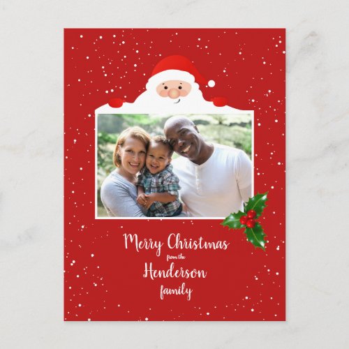 Festive Cheeky Santa _ Custom Photo _ Personalized Postcard