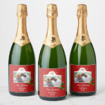 Festive Cheeky Santa - Custom Photo - Personalized Sparkling Wine Label