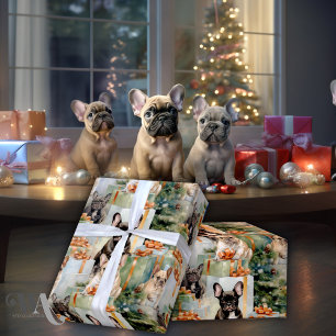 Festive Cheer French Bulldog Wrapping Paper