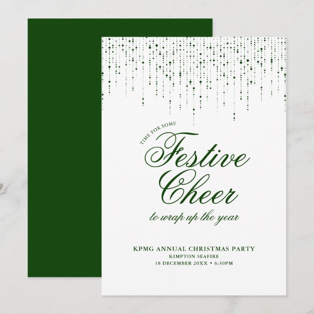 Festive Cheer Green Christmas Holiday Party Invitation (Front/Back)