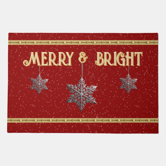 Festive Cheer with Merry & Bright Door Mat (Front)