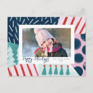 Festive Cheerful Colorful Photo Holiday Postcard
