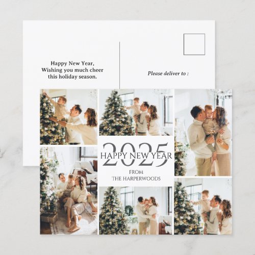 Festive Cheers | Elegant Happy New Year 6 Photo Holiday Postcard Festive Cheers | Elegant Happy New Year 6 Photo Holiday Postcard