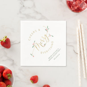 Festive Cheers & Merry Everything Holiday Party Napkins