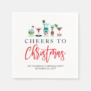 Festive Cheers to Christmas Cocktail Holiday Party Napkins