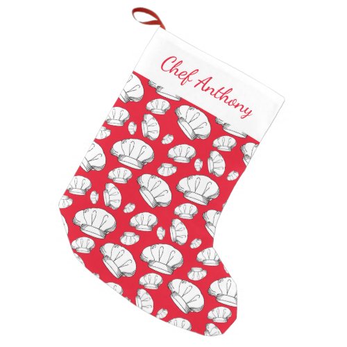 Festive Chef Hats Red and White Chef Uniform Small Christmas Stocking