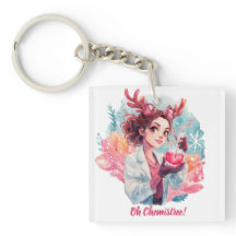 Festive Chemist Girl Watercolor Science Art