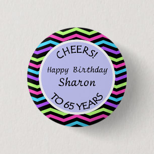 Festive Chevron 65th Birthday or Anniversary Gift Button