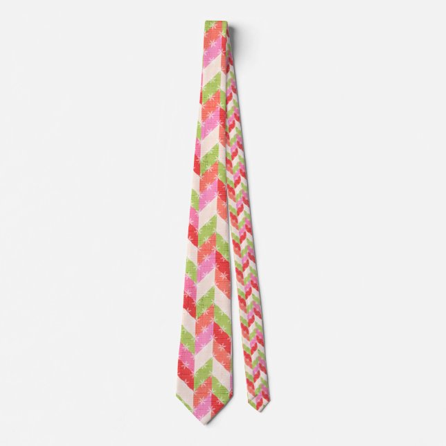 Festive Chevron christmas Neck Tie (Front)