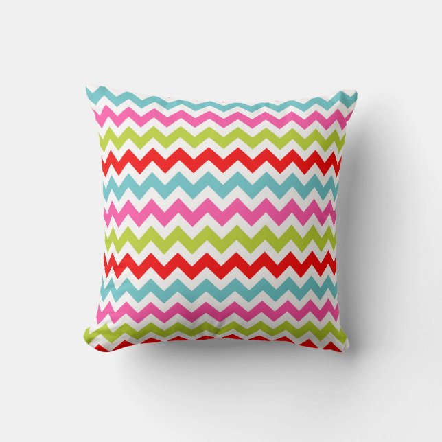 Festive Chevron Pattern – Retro Holiday Stripes Throw Pillow (Front)