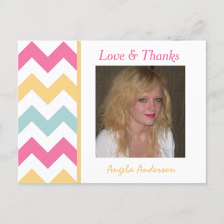 Festive Chevron: Photo Thank You Postcard