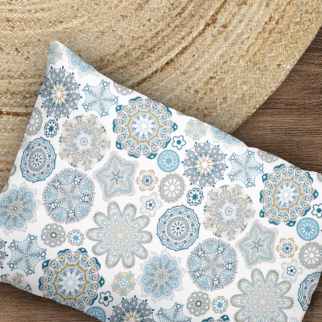 Festive Chic Floral Mandala Snow Flakes Pattern Pillow Case (Creator Uploaded)