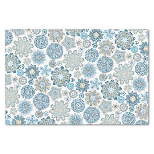Festive Chic Floral Mandala Snow Flakes Pattern Tissue Paper