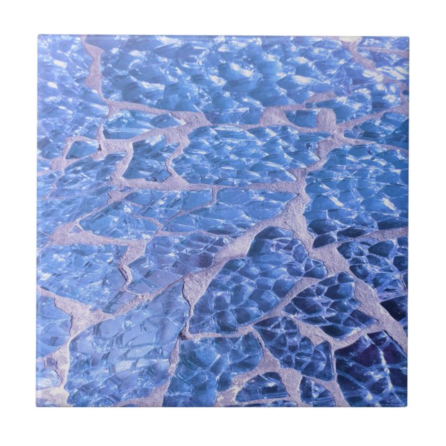 Festive Chic Glitter Blue Stones Tile (Front)