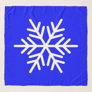 Festive Chic White Alpine Snowflake On Bright Blue Scarf