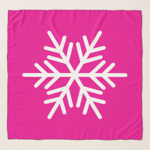 Festive Chic White Alpine Snowflake On Bright Pink Scarf