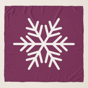 Festive Chic White Alpine Snowflake On Wine Red Scarf