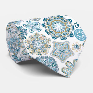 Festive Chic Winter Mandala Snow Flakes Pattern Neck Tie