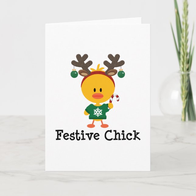 Festive Chick Holiday Card (Front)