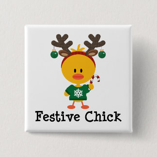 Festive Chick Pinback Button