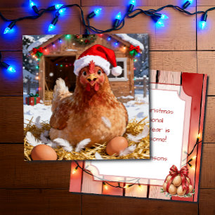 Festive Chicken and Christmas Pun Funny Card