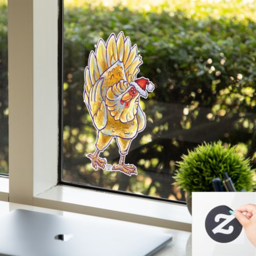 Festive Chicken Christmas Window Cling