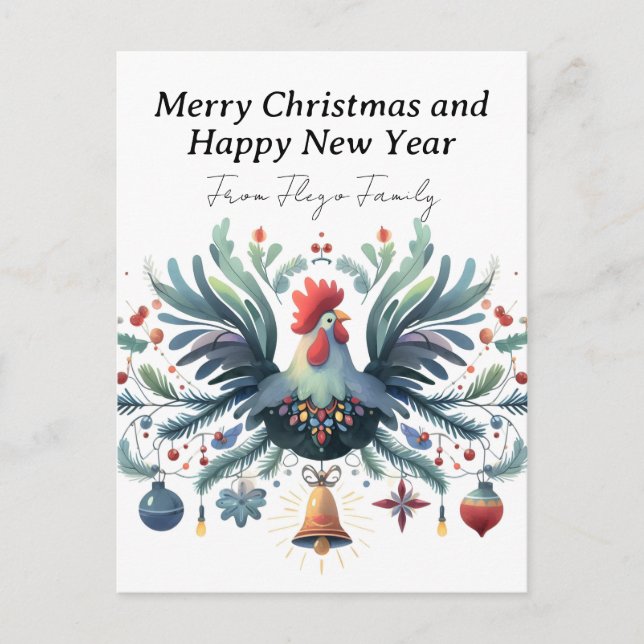Festive Chicken Holiday Postcard (Front)