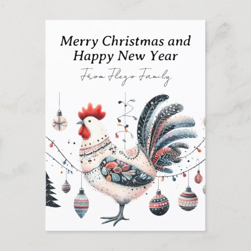 Festive Chicken Holiday Postcard