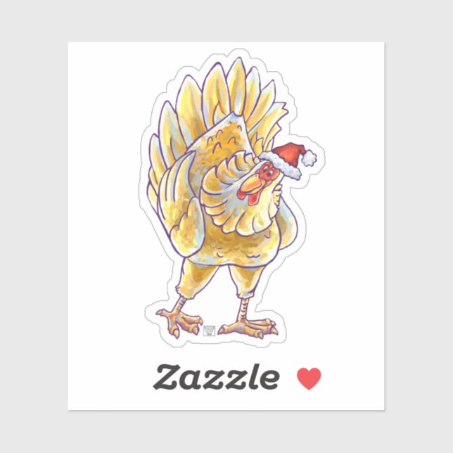 Festive Chicken in a Santa Hat Sticker (Sheet)