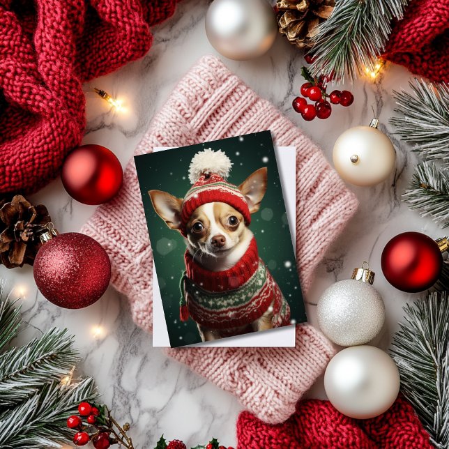 Festive Chihuahua Christmas Holiday Postcard (Creator Uploaded)