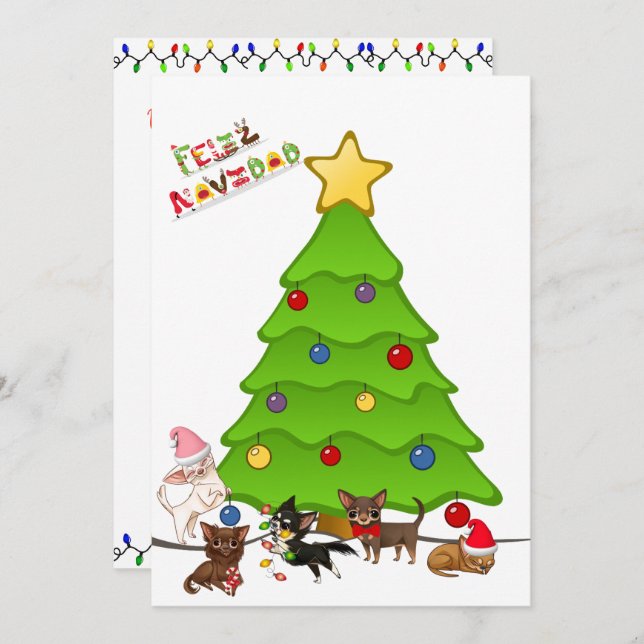 Festive Chihuahua Christmas Party Invitations (Front/Back)