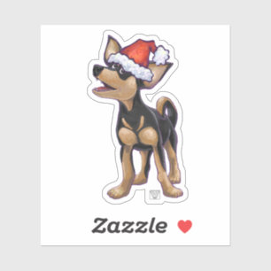 Festive Chihuahua in a Santa Hat Sticker