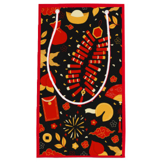 Festive Chinese New Year Celebration Red & Black Small Gift Bag