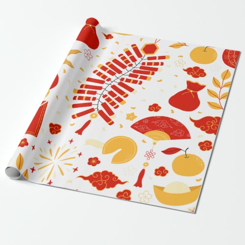 Festive Chinese New Year Pattern Wrapping Paper