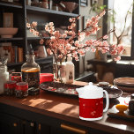 Festive Chinese Red Cherry Blossom Teapot<br><div class="desc">Celebrate the joyous spirit of Christmas and the coming Chinese New Year with our exquisite Chinese Red Cherry Blossom Teapot. This Teapot, emblazoned with delicate cherry blossoms against a vibrant red backdrop, are the perfect table accessory to elevate your holiday decor. teapot combines functionality with elegance, featuring rounded corners and...</div>