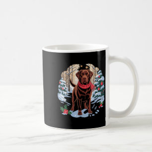 Festive Chocolate Lab In Snowy Forest Winter Xmas  Coffee Mug