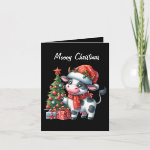 Festive Christmas add text  cow add message  Holiday Card