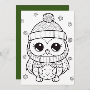 Festive Christmas add text owl Holiday Card