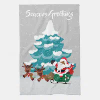 African American Santa Claus Black Christmas Kitchen Towel, Zazzle