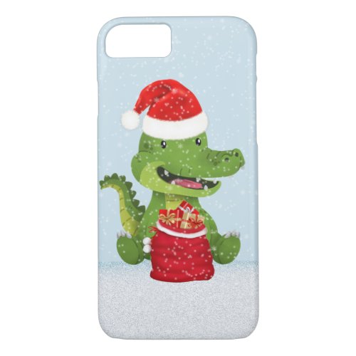 festive Christmas alligator Santa iPhone 87 Case