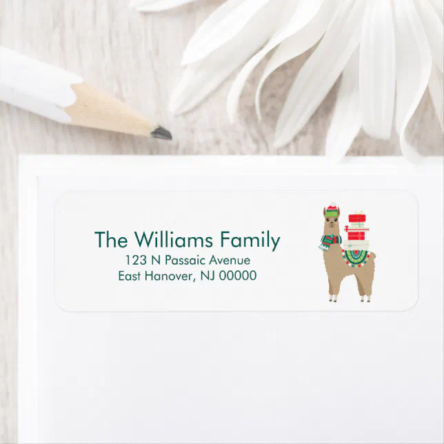 Festive Christmas Alpaca Label | Zazzle