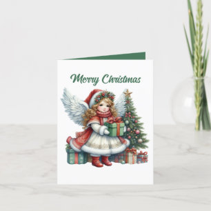 Festive Christmas Angel add message  Holiday Card