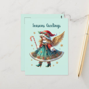 Festive Christmas Angel add message Postcard