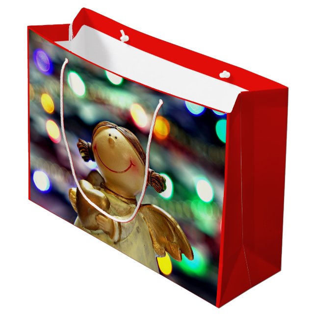 Festive Christmas Angel Gift Bag (Front Angled)