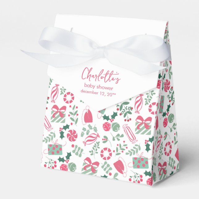 Festive Christmas Baby Shower Favor Boxes (Front Side)