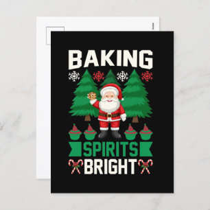 festive Christmas baking cookie Santa Holiday Postcard