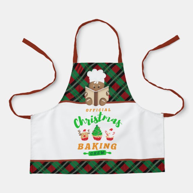 festive Christmas baking gingerbread crew kids Apron (Front)