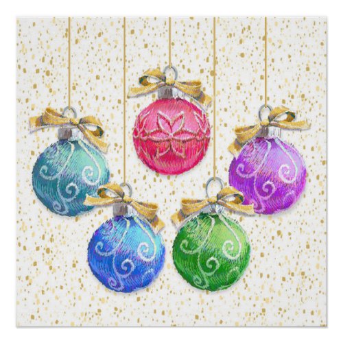 Festive Christmas Balls  Confetti Poster