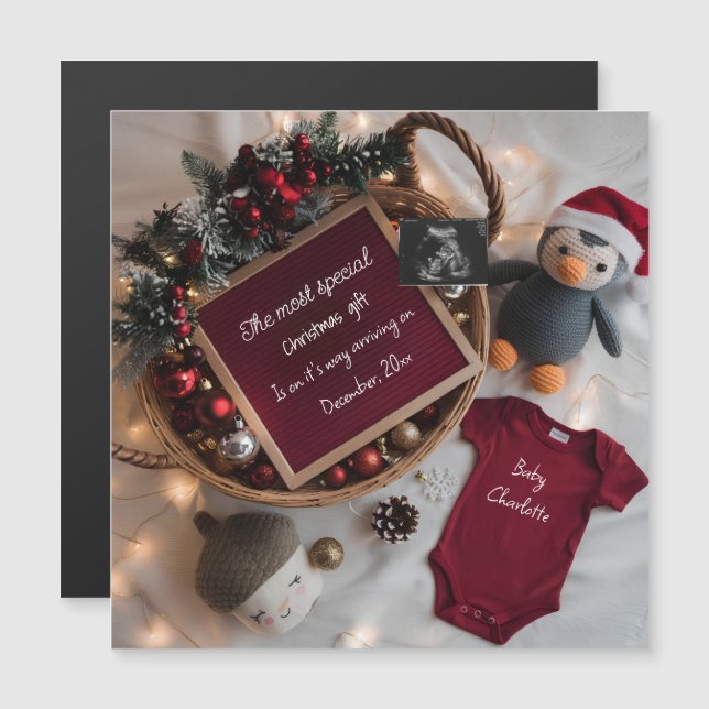 Festive Christmas basket pregnancy announcement  (Front/Back)