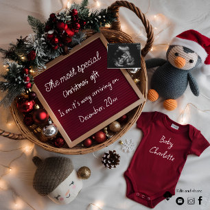 Festive Christmas basket pregnancy announcement